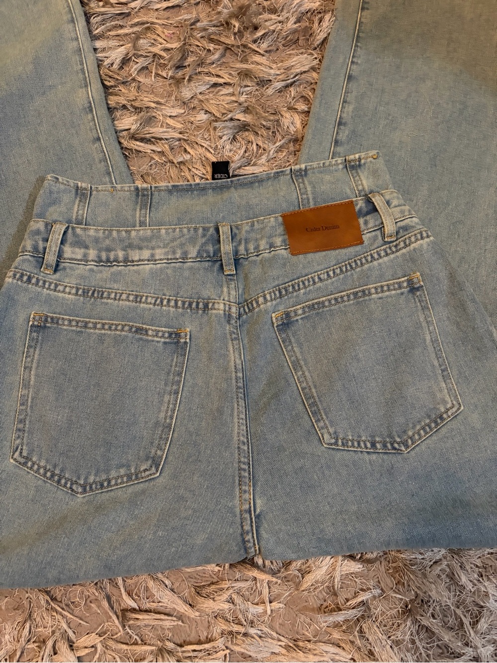 Cider Light Blue High-Rise Pleated Wide-Leg Jeans - Picture 4 of 7